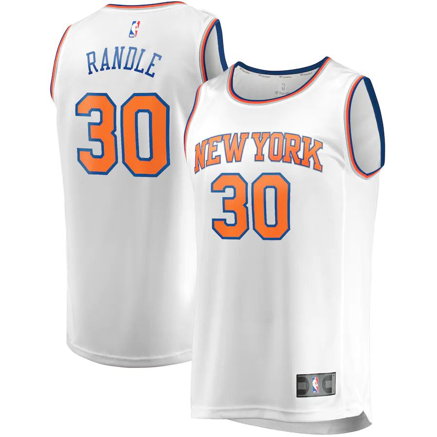 Men New York Knicks 30 Julius Randle Fanatics Branded White Fast Break Player Replica NBA Jersey